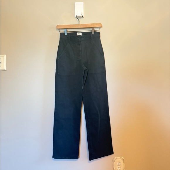 Aritzia Wilfred Free •‎ Modern Utility Pant Women's Size 00 in Black Wide Leg - Picture 2 of 12